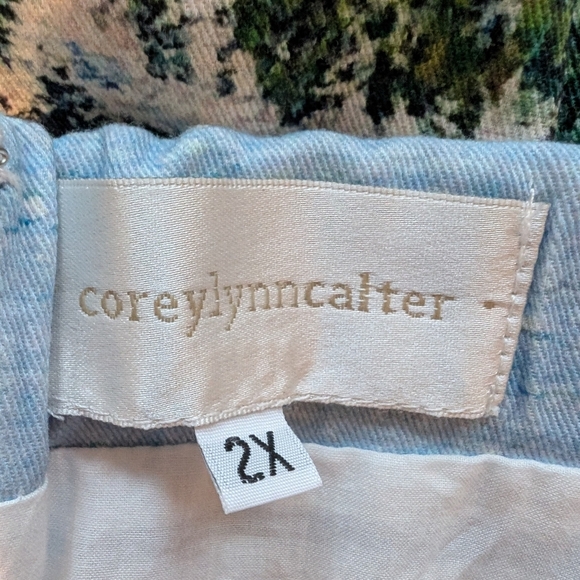 Corey Lynn Calter Blue and Green A-Line Skirt - Picture 11 of 13